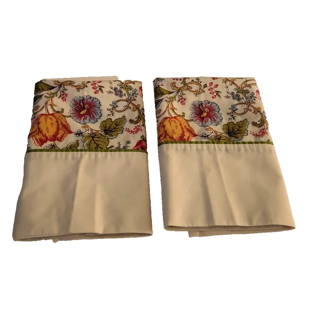 Vintage Pink Cabbage Rose Floral Springmaid King Pillowcases Cottagecore 20x39
